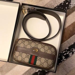 Authentic Gucci Supreme Monogram Ophidia Belted Fanny Pack